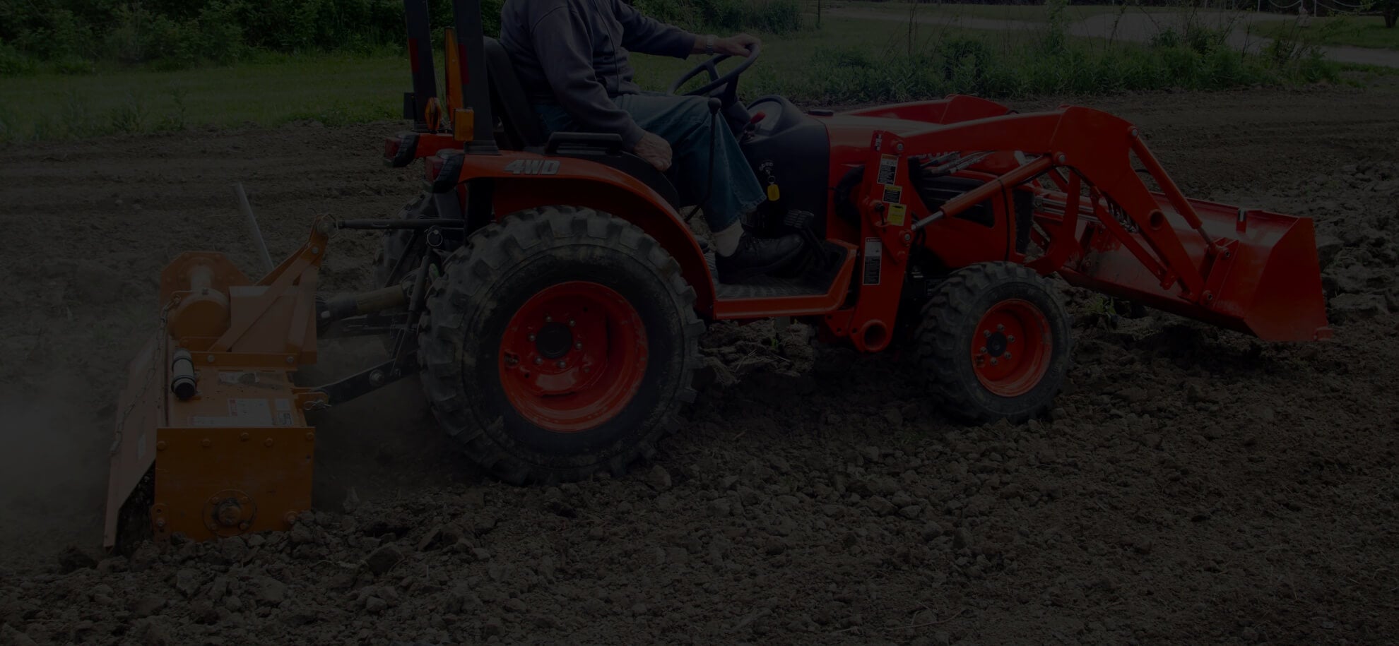 Compact Tractor with Brush Mower & Bucket